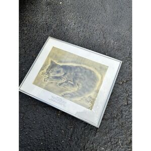 Framed Tsuguharu Foujita "Petit Chat" Japanese Art Print, 1926. 1984 Dated